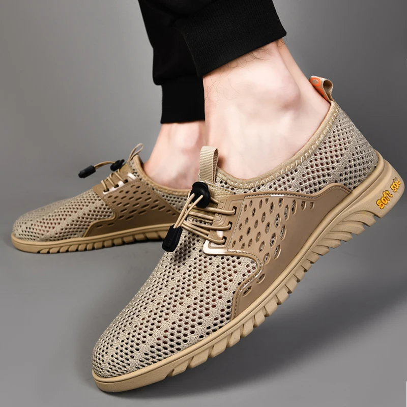 Сандалии мужские кожаные сетчатые роскошные дизайнерские для улицы