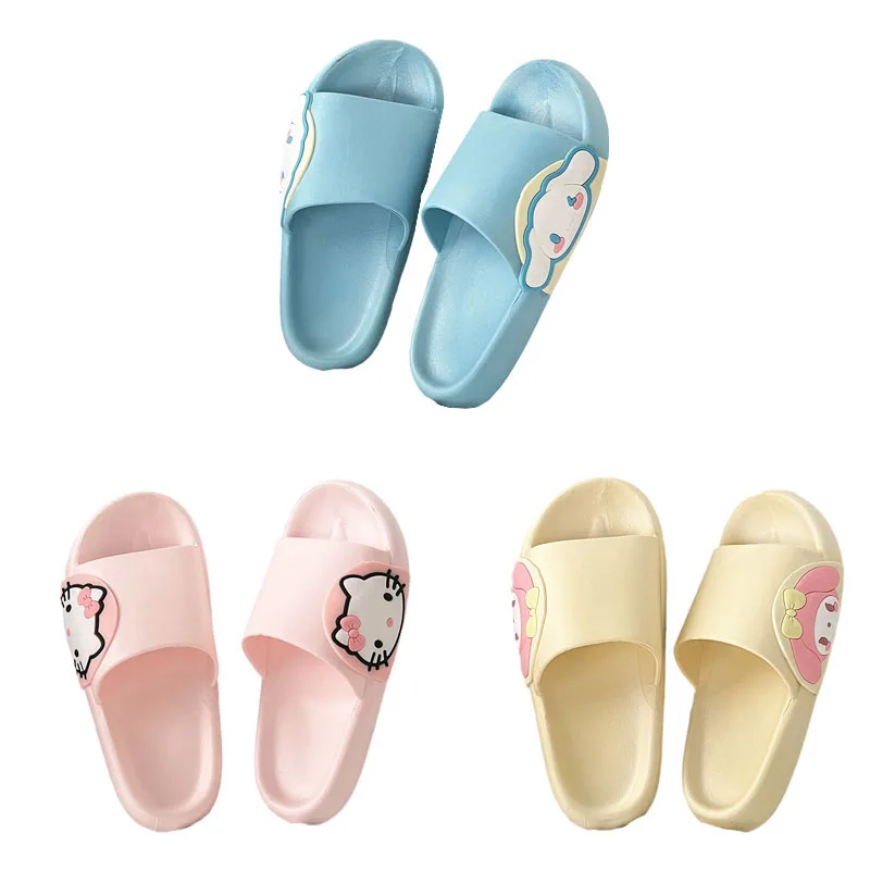 

Cartoon Sanrios Hellokittys Cinnamoroll Super Soft Sponge Slippers Summer Kawaii Indoor and Outdoor Wear Thick Bottom Sandals