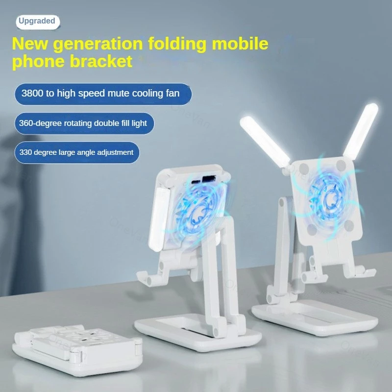 

Desktop Pad Phone Holder for Live Streaming Fill Light Cooler Metal Retractable Folding Type-c Charging for Realme Gt 2 Pro