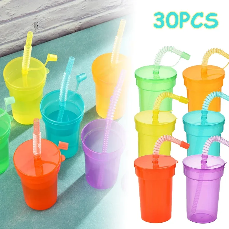 Неоновые Красочные Водонепроницаемые Чашки С Крышками И Соломинками.