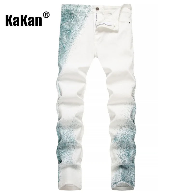 Kakan - Summer New Street Men's Jeans, Personalized  Handdrawn Trendy Slim Fit Long Jeans K19-1321