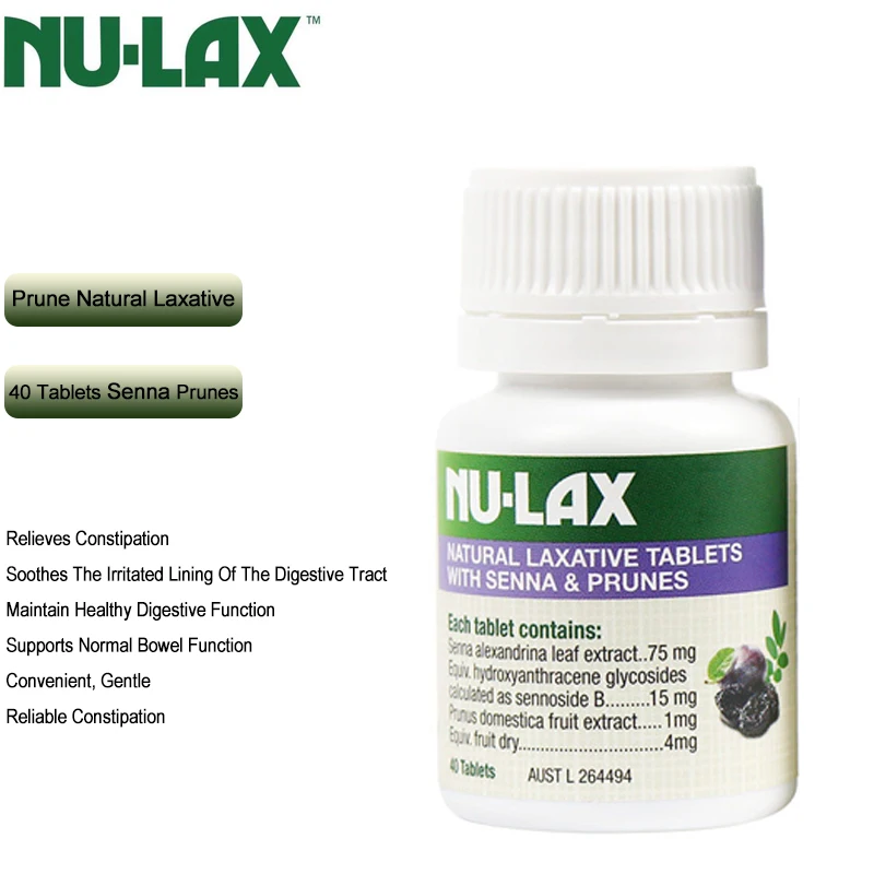 

NuLax Effective Natural Laxative 40 Tablets Senna Prune for Constipation Treatment Overnight Relief Stimulating Bowel Evacuation