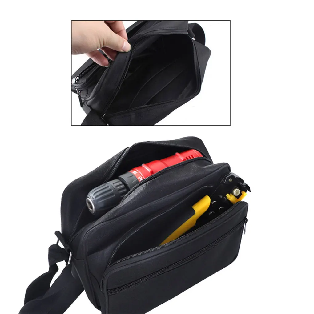 

Black Durable Wear-resistant Tool Kit Bag For Organized Handyman Stylish Cloth Maintenance Electrician Shoulder Bag