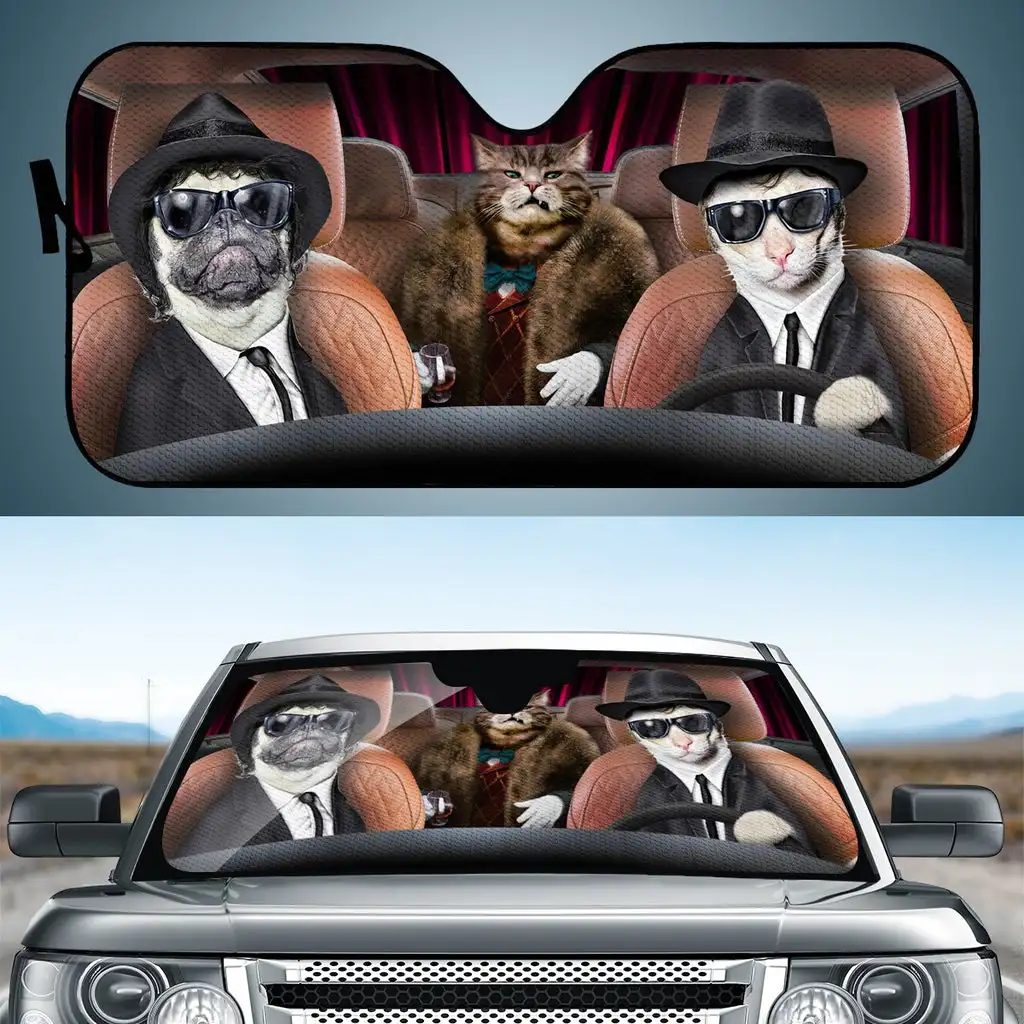 

Cat And Dog Auto Sun Shades Car Windshield Window Cover Sunshade Universal, two sizes