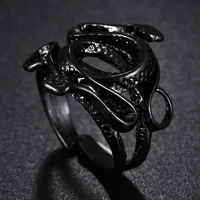 retro punk snake ring for men women exaggerated black silver color fashion stereoscopic opening adjustable rings