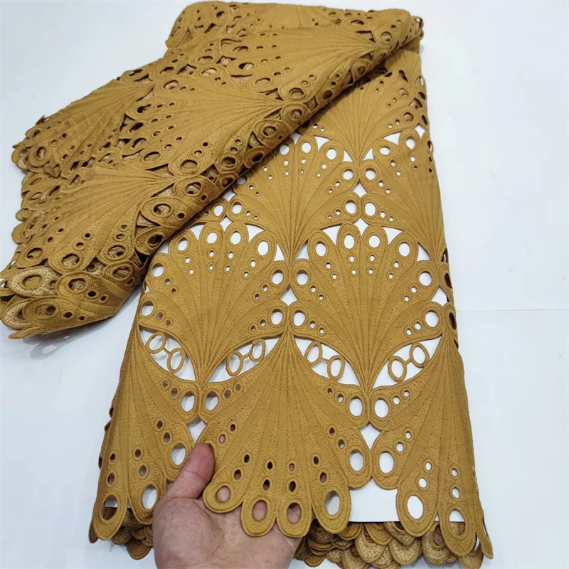 

Man Cord Lace 5 Yards High Quality African Guipure Water Soluble Cord Lace Fabric French Milk Silk Lace Swiss Fabric For Garment