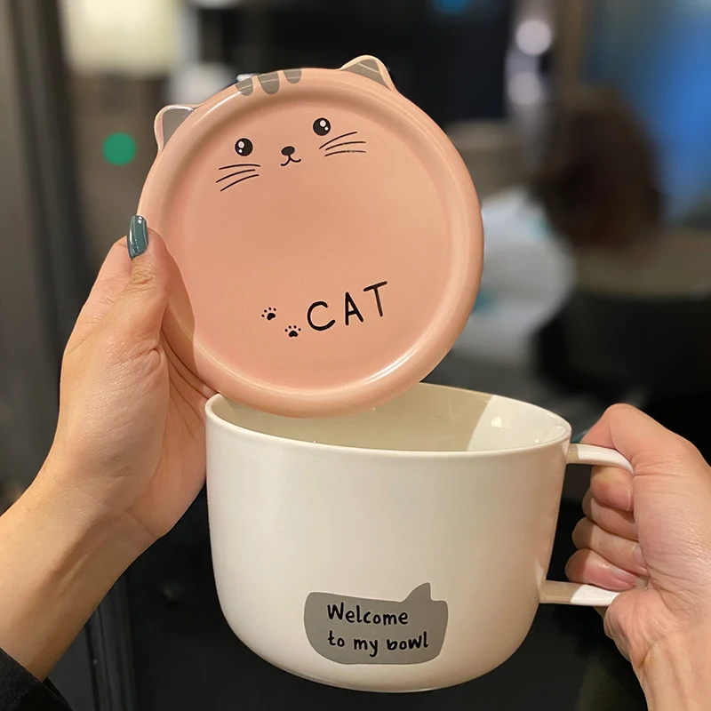 

Office Breakfast Coffee Cup Lid Cute Handle Funni Gift Personalized Friend Gift Camping Travel Mug Xicaras Para Cafe Drinkware