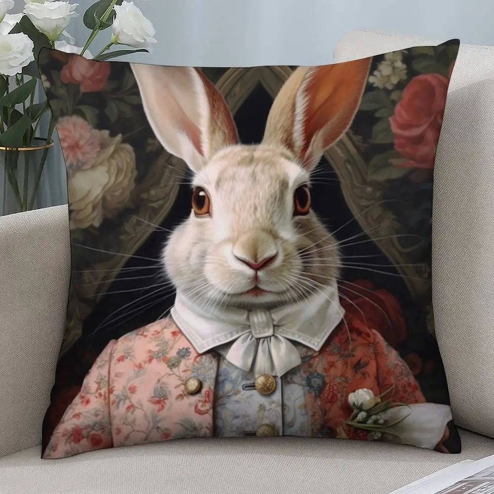 

Квадратный плюшевый чехол для подушки с принтом кролика