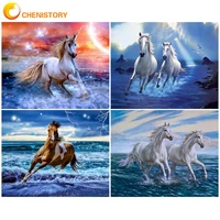 chenistory modern 5d diamond painting for adults cross stitch crafts kits horses full diamond mosaic home decoration unique gift
