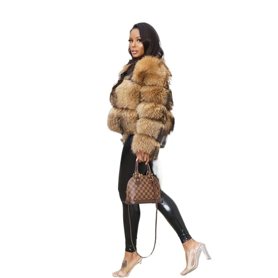 

Maomaokong Real Fox Fur Coat Winter 100% Natural Raccoon Fur Jacket Female Thick Warm Leather Fur Overcoat High Quality Fur Vest
