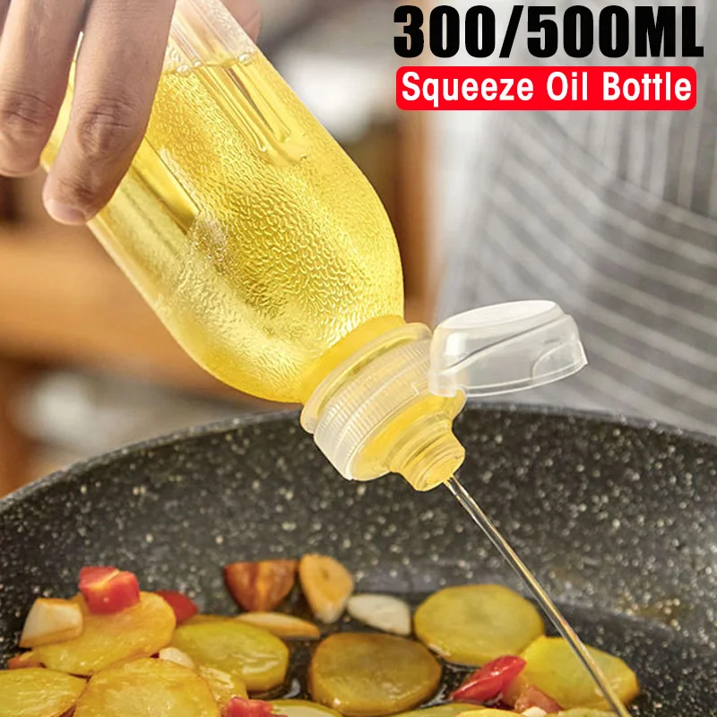 

300/500ml Kitchen Squeeze Oil Bottle Dispenser Leak Proof Oil Spray Bottles PP5 Vinegar Soy Sauce BBQ Olive Oil Cooking Baking