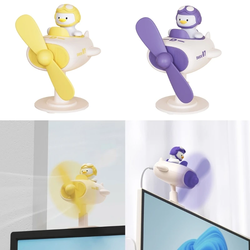

Маленький USB-вентилятор в форме пилота с желтой уткой, маленький настольный вентилятор для дома и офиса H8WD