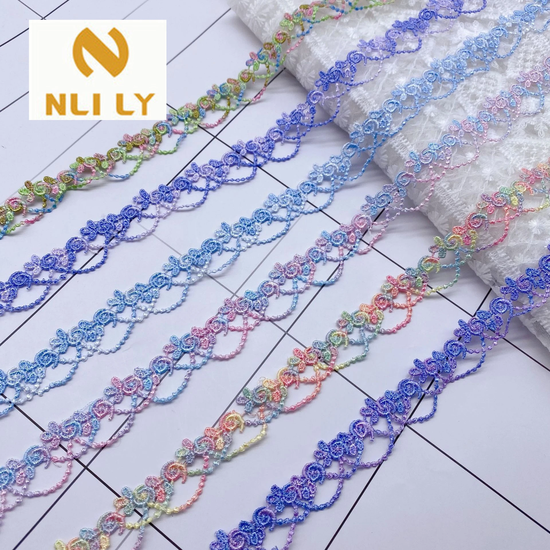 

30 yards Color Lace Water Soluble Embroidery Lace Rainbow Embroidery Trimming Lace 2022
