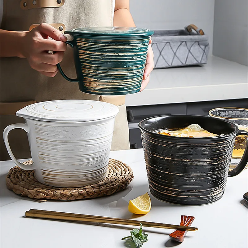 

Creative breakfast cup cereal ceramic bowl water glass frosted tableware fruit soup Ramen friends gift dessert cup