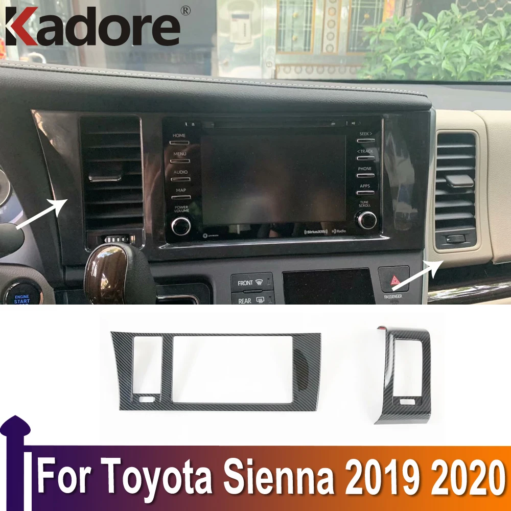 For Toyota Sienna 2019 2020 Carbon Fiber Center Control Car Interior Air Conditioning Vent Trim Cover Sticker Accessories LHD
