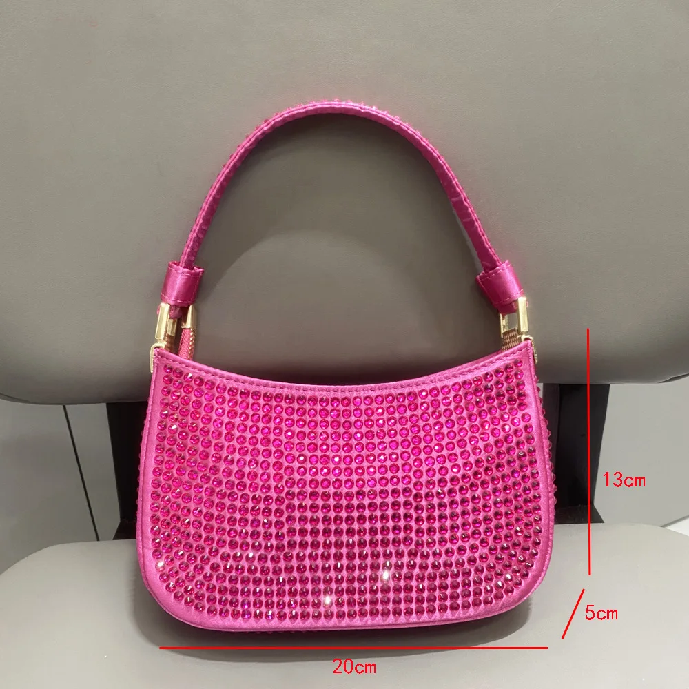 Women Rhinestone Handbag Silver Chain Underarm Bag Party Gifts To Friends Casual Fashion Square Bag Girls Purses and Handbags