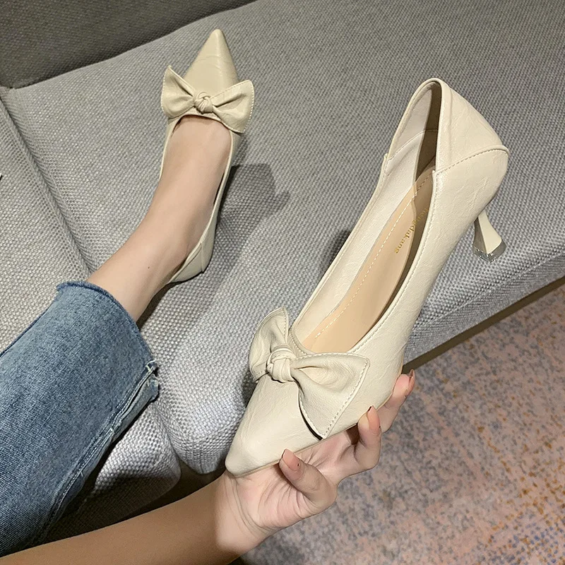 

Casual Heels Lace-Up 2022 Dress Shoes Woman Office Ladies Slip On Basketball Platform Shallow Mouth Branded Pumps Pointed Wedge