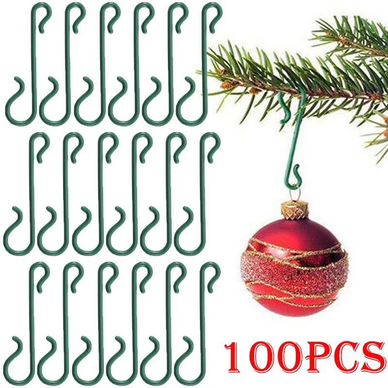 

100 шт. Рождественское украшение, пластиковый S-образный держатель для крючка, подвесной шар для рождественской елки, подвесные украшения для...