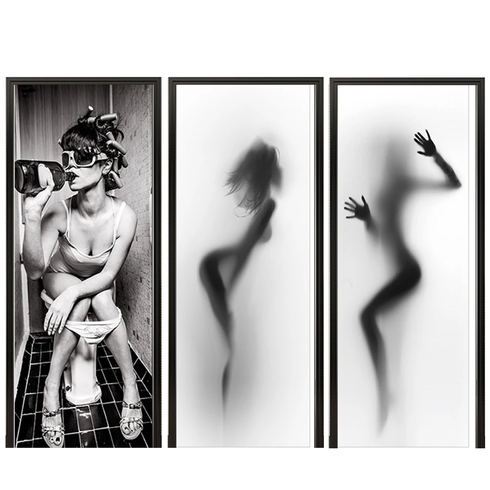 

NEW 3D Door Sticker Sexy Girl Abstract Mural Art Decals DIY Hot Lady Women Door Poster PVC Self Adhesive Waterproof for Bathroom