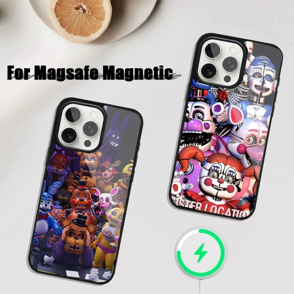 Five-Nights-At-Freddys F-Fnaf Phone Case For iPhone 16 15 14 13 12 11 Plus Pro Max Mini Magsafe Magnetic Wireless Charging