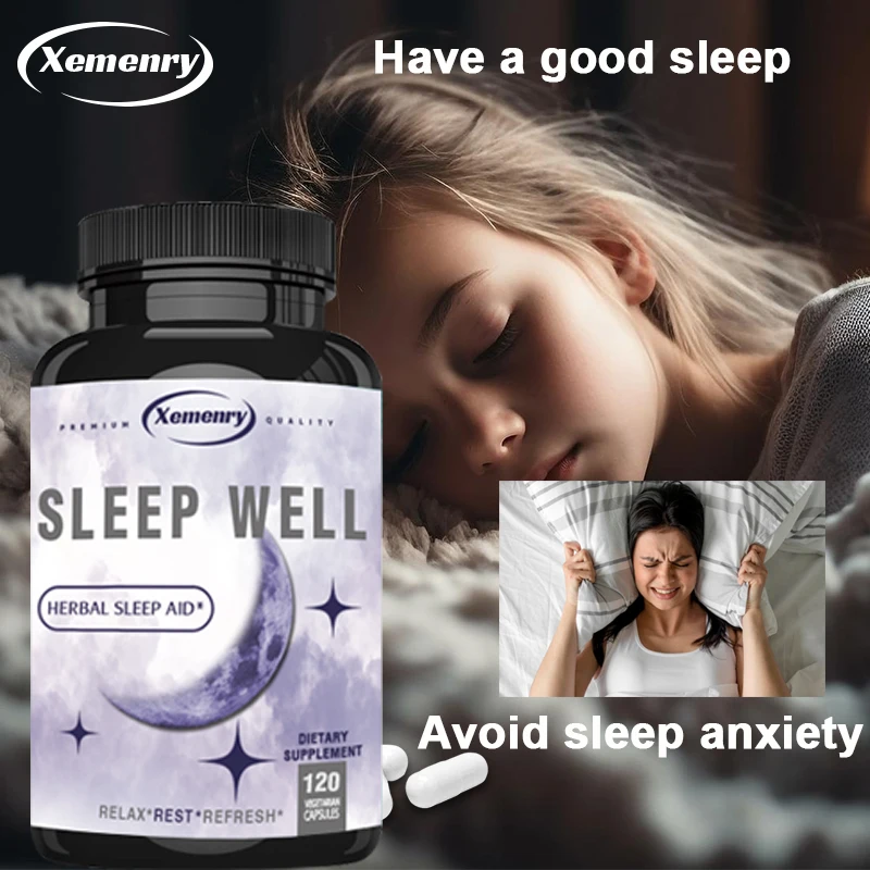 

Sleep Well Sleep Aid Supplement - Non-habitual Sleep Capsules. Calm, Relax and Wake Up Refreshed. Melatonin, Valerian, Chamomile
