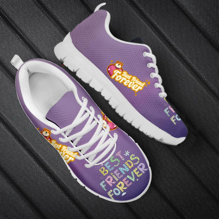 

Женские нескользящие кроссовки INSTANTARTS, спортивная обувь с мультяшным принтом Сиба-сердца, прогулочная обувь на плоской подошве