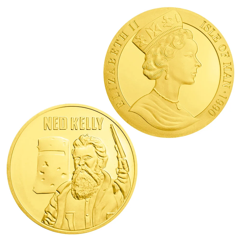 

Australian Ned Kelly Collectible Gold Plated Souvenir Coin Kelly Gang Collection Basso-relievo Non-currency Commemorative Coin