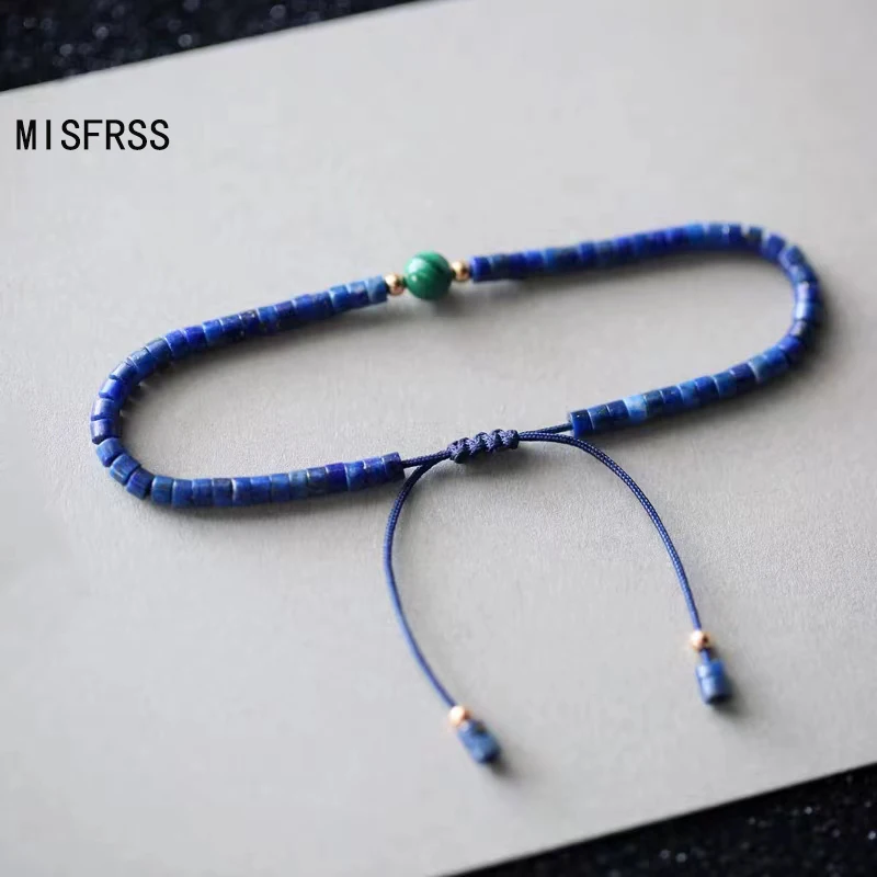 

Natural Malachite Stone Blue Lapis Lazuli Beaded Bracelets For Women Charm Healing Anxiety Chakra Jewelry Adjustable Misfrss