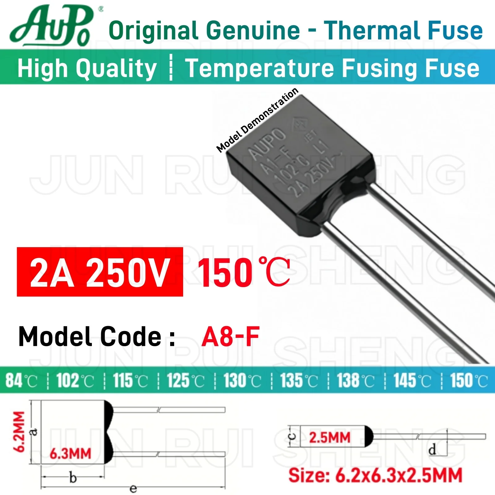 

10 шт. AUPO оригинальное высокое качество 150C 1A 2A 3A 5A 250V температурный предохранитель RH TF 150 градусов светодиодный двигатель вентилятора комплект термовыключающих предохранителей