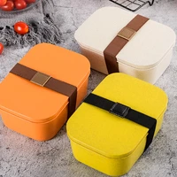 wheat straw lunch box bento box two piece food storage containers student lunch box set microwave heating lunch box sushi box
