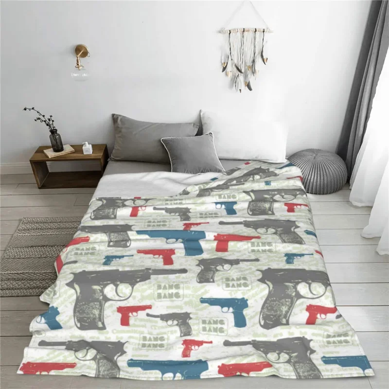 

Gun Blankets Coral Fleece Plush Spring Autumn Toys For Kids Cartoon Portable Thin Throw Blankets for Bedding Couch Quilt