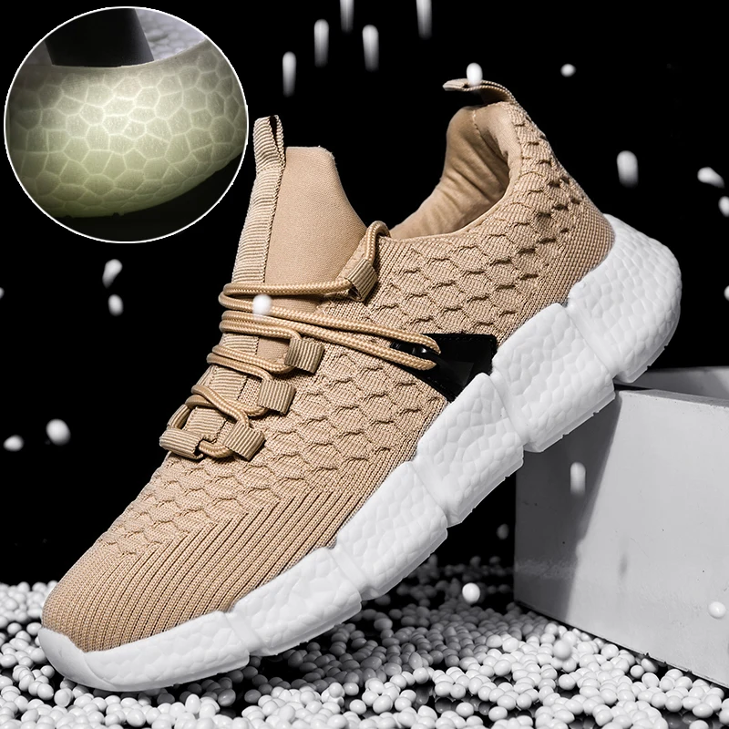 

Men shoes 2022 new spring breathable lace-up knitted shoes Men's thick-soled shoes Men's fashion sports shoes Men's casual shoes
