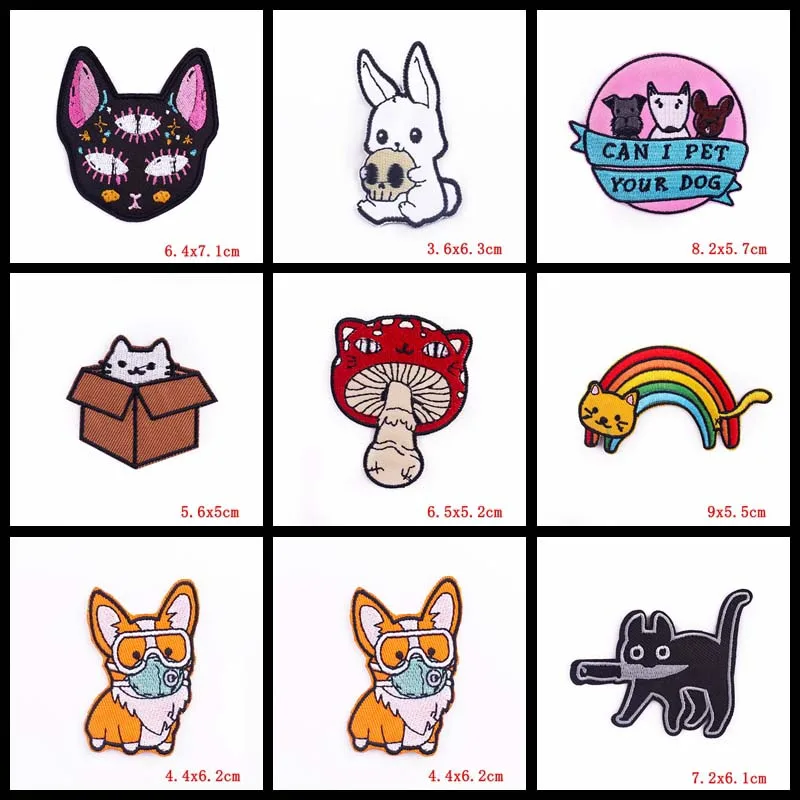 Prajna 10 шт. нашивки с котом на одежду милая мультяшная вышивка термоклейкие