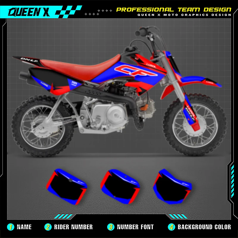Фото QUEEN X MOTO Новый стиль, набор наклеек с графикой команды для HONDA 2000 2001 2002 2003 2004 2005 2006 2007-2021 CRF50 007 №2