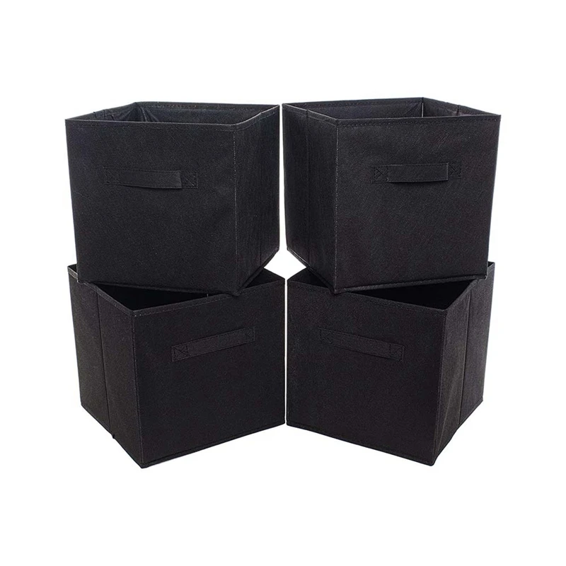 

4 Pack - Foldable Storage Fabric with Handles Collapsible Fabric Organiser - Clothes Storage Box