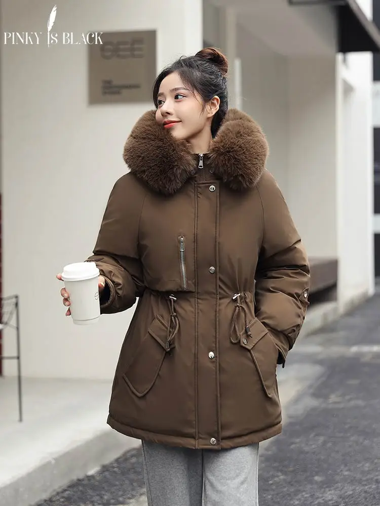 PinkyIsBlack 2022 New Women's Winter Jacket Hooded Short Thick Warm Cotton Padded Jackets Parkas Woman Candy Color Winter Coat