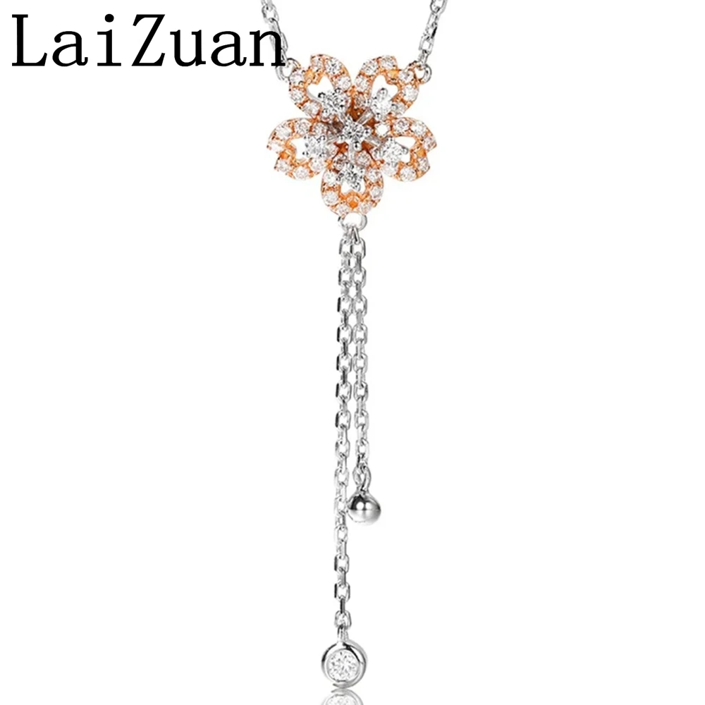 LaiZuan однотонное 18-каратное AU750 белое и розовое золото Сакура бриллиантовое