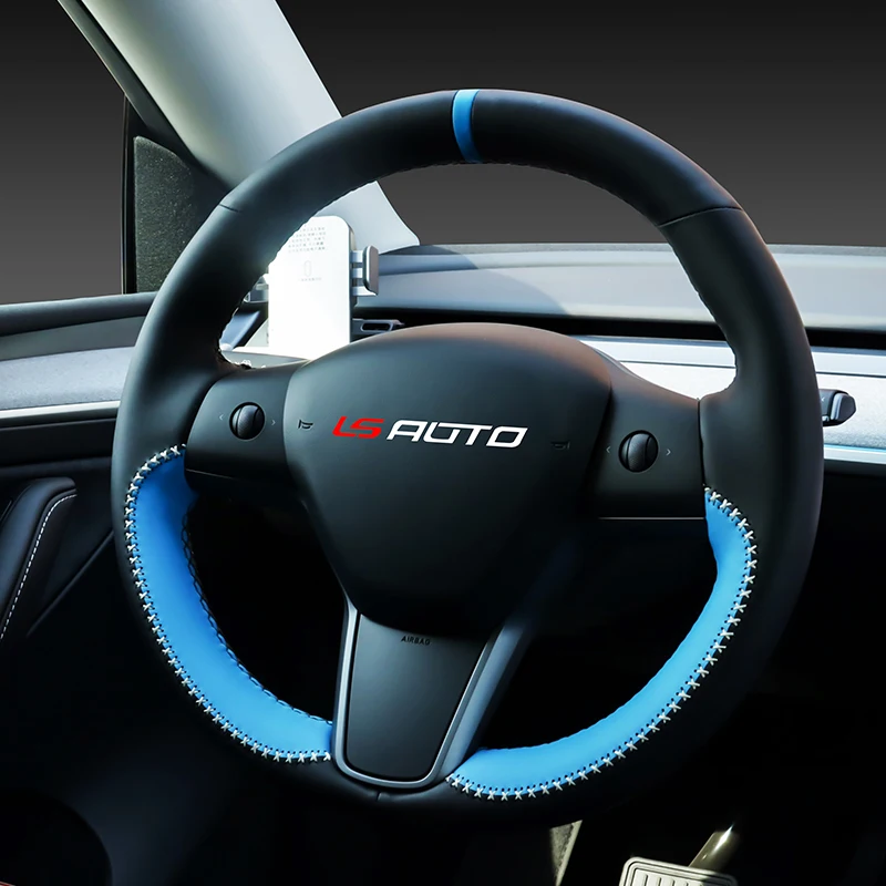 Чехол для руля Tesla Model 3 S X Y сшитый вручную из микрофибры ярко-розовый цвет