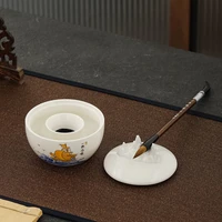 ceramic non drying ink pool multi functional inkstone table with cover bowl grinding plate study four treasures calligraphy