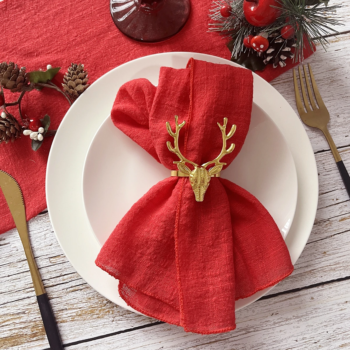 10 шт. рождественские салфетки 30x30 см, хлопчатобумажные салфетки, марлевая ткань для свадьбы, Нового года, повседневного использования, ужин, чайное полотенце, декор стола