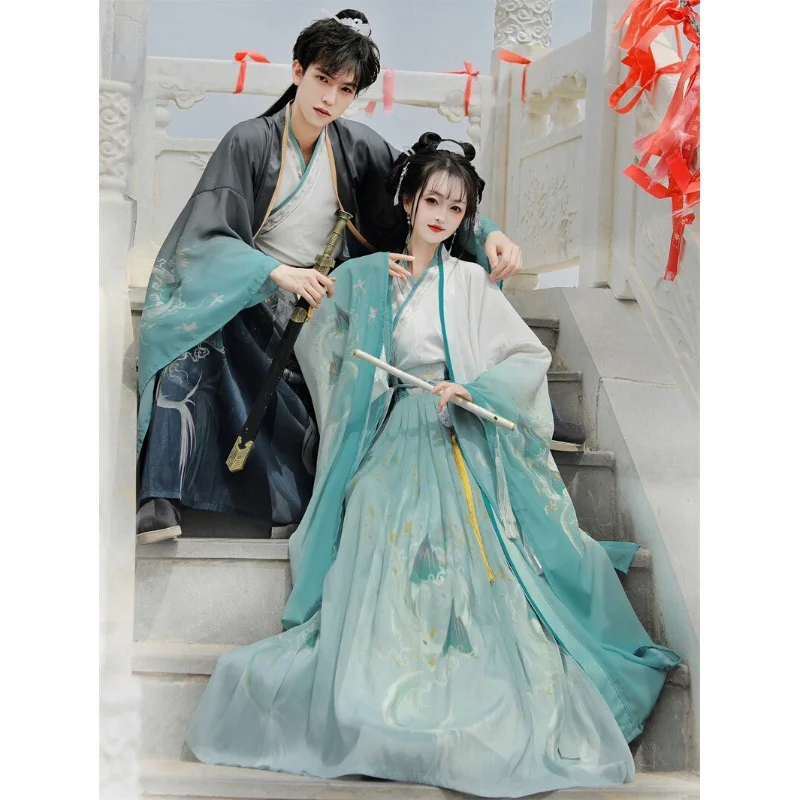 Оригинальный Jin Couples Hanfu для мужчин и женщин 2024 новый улучшенный воротник длиной