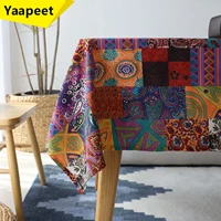 ethnic style tablecloth cotton linen homestay tablecloth table mat waterproof and oil proof disposable table cloth rectangle