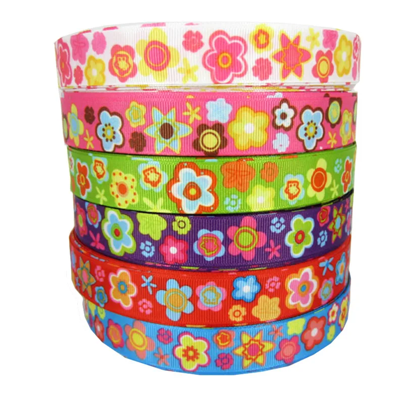 

10Yards 2.0cm Printed Flower Grosgrain Ribbons For Gift Wrapping Hair Bows Accessories Wedding DIY Craft Supplies