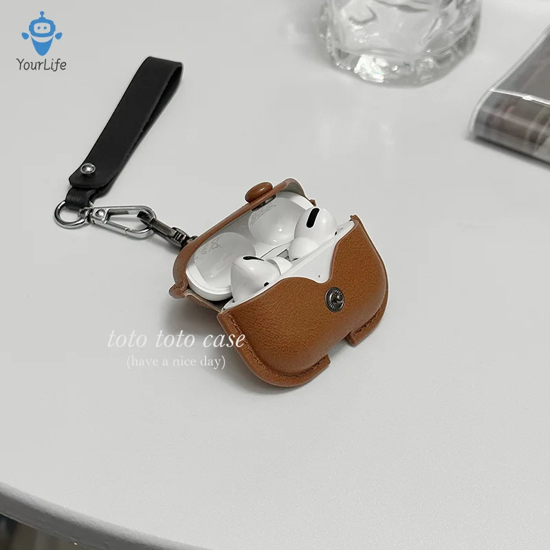 

France Vintage Look Leather Case for AirPods 3,2,1 Covers for AirPods Pro Retro Look Korean Fashion Cases for AirPods
