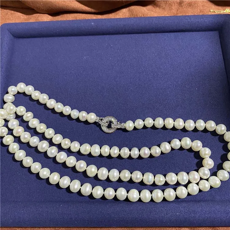 Ожерелье из натурального белого жемчуга 33 &quot10-11 мм