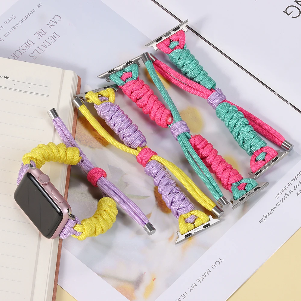 

Nylon Braided Strap for Apple Watch Band Ultra 8 7 45mm 41mm 44mm 42mm 40mm 49mm Women Bracelet for iWatch Series SE 6 5 4 Band