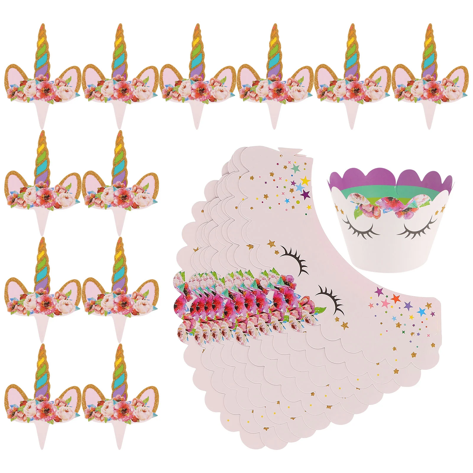 

24 Pcs Baby Decor Muffin Case Cake Wrapper Cupcake Cups Cases Cupcake Picks Topper Cupcake Topper