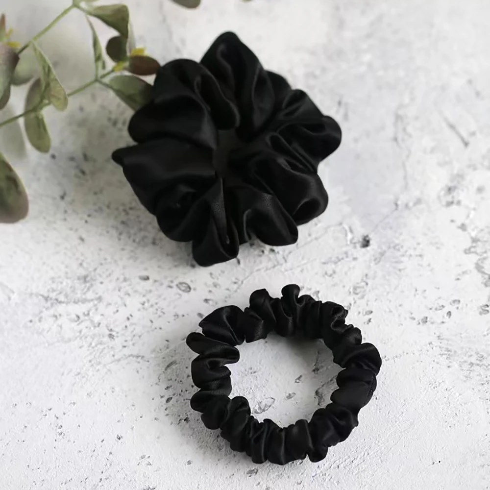 

100% Pure Mulberry Silk Scrunchies Silk Hair Tie Bands 3.5CM Scrunchie Simple Elastics Ropes Ponytail for Women Hair Accessories