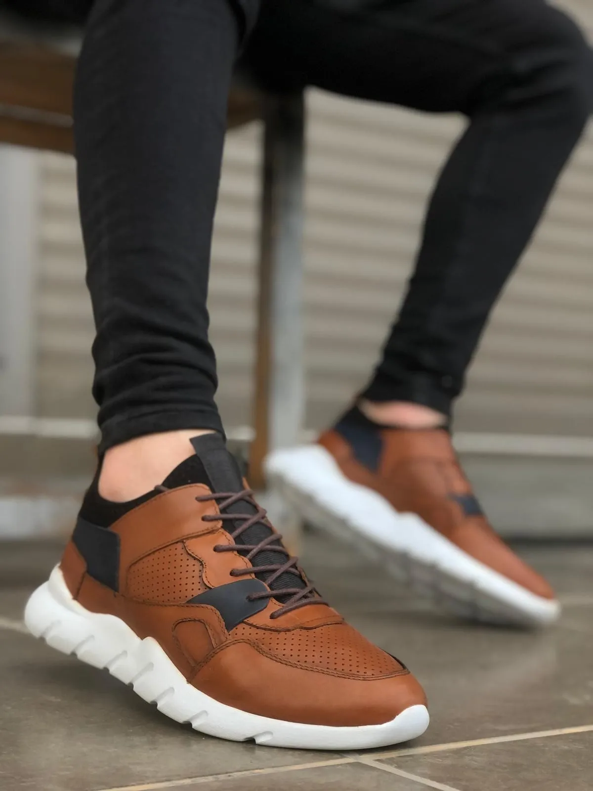 

BveA Store fashion spring summer winter Casual ER0039 Laced In Non-Genuine Leather Casual Base Tan Sneakers Casual Men Shoes