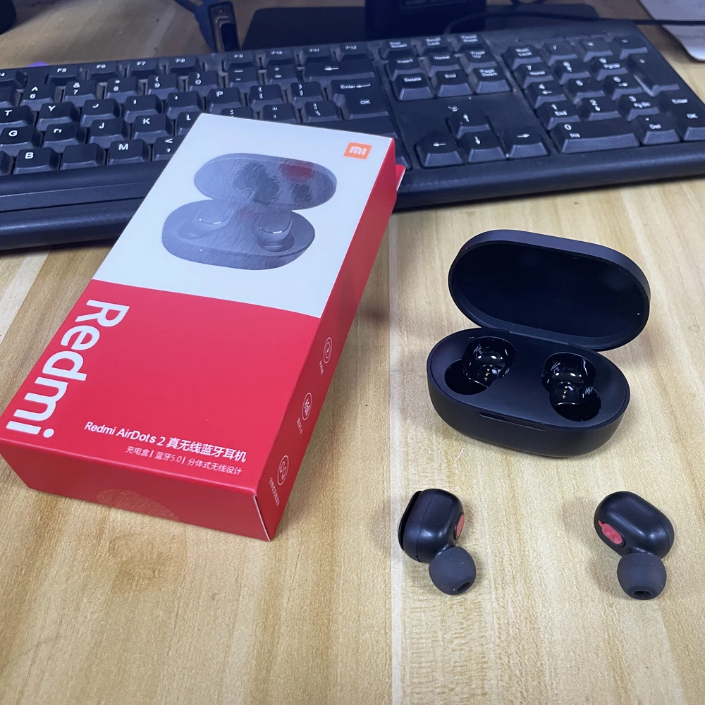 Cena 25 Części/partia Hurtownie Oryginalny Xiaomi Redmi Airdots 2 Słuchawki Bezprzewodowe Słuchawki AI Sterowania Zestaw Słuchawkowy Do Gier Z Przypadku ładowania